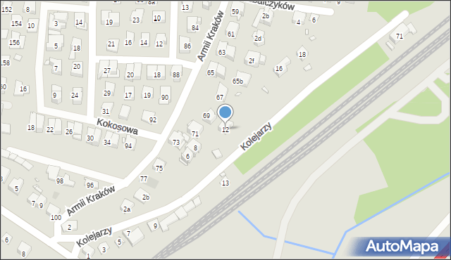 Kraków, Kolejarzy, 12, mapa Krakowa