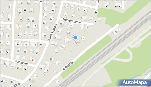 Kraków, Kolejarzy, 16, mapa Krakowa