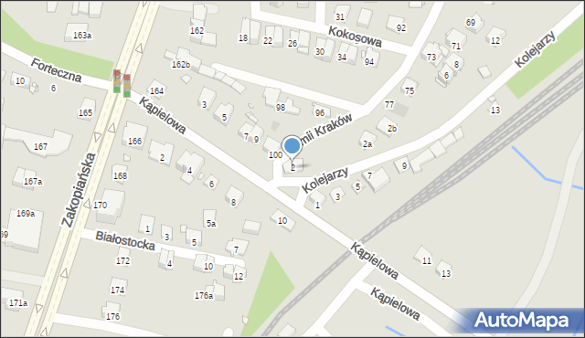 Kraków, Kolejarzy, 2, mapa Krakowa