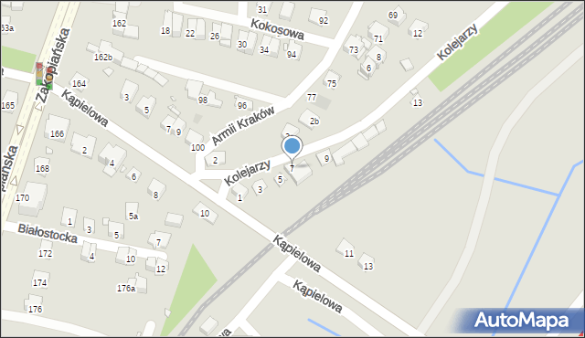 Kraków, Kolejarzy, 7, mapa Krakowa