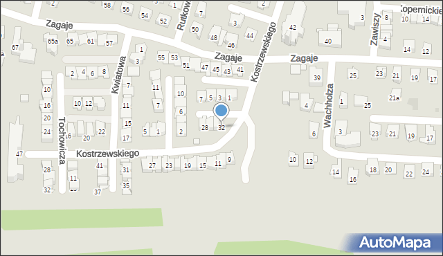 Kraków, Kostrzewskiego Józefa, 32, mapa Krakowa