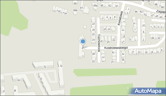 Kraków, Kostrzewskiego Józefa, 47, mapa Krakowa