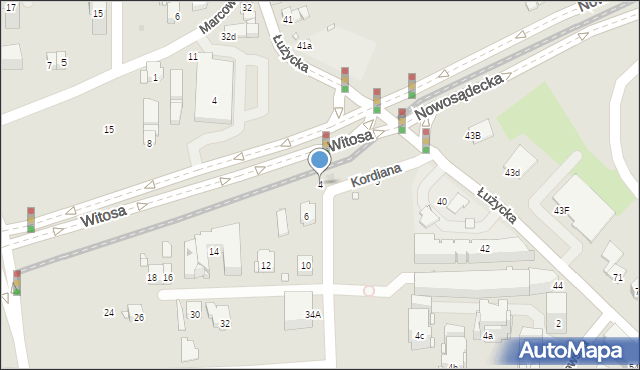 Kraków, Kordiana, 4, mapa Krakowa