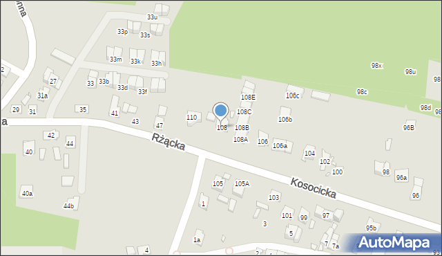 Kraków, Kosocicka, 108, mapa Krakowa