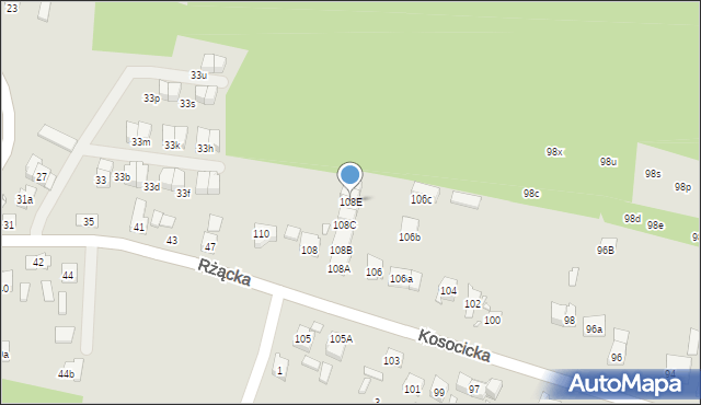 Kraków, Kosocicka, 108E, mapa Krakowa