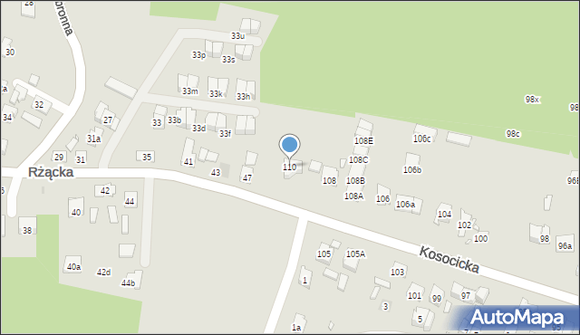 Kraków, Kosocicka, 110, mapa Krakowa