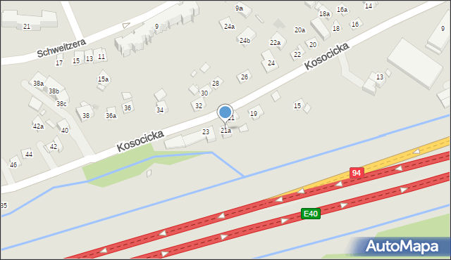 Kraków, Kosocicka, 21a, mapa Krakowa