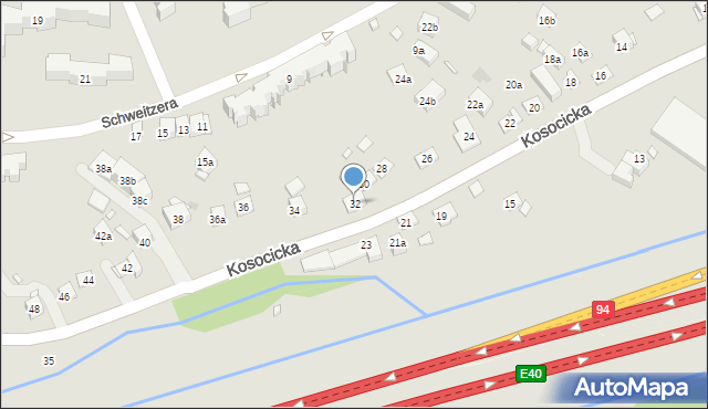 Kraków, Kosocicka, 32, mapa Krakowa