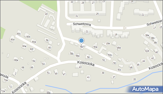 Kraków, Kosocicka, 54, mapa Krakowa