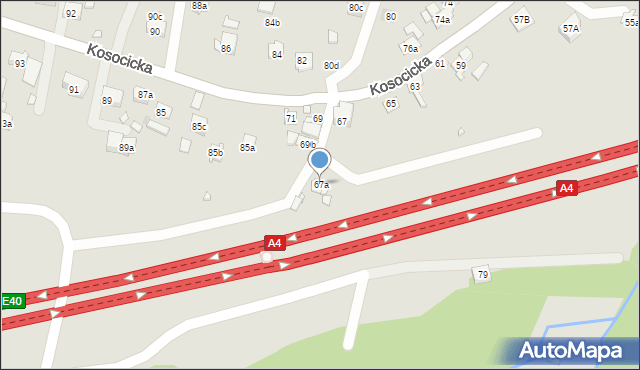 Kraków, Kosocicka, 67a, mapa Krakowa