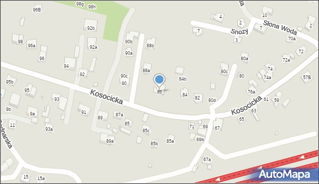 Kraków, Kosocicka, 86, mapa Krakowa