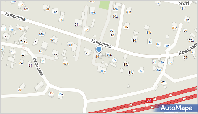 Kraków, Kosocicka, 87, mapa Krakowa