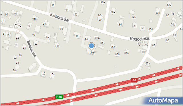 Kraków, Kosocicka, 89a, mapa Krakowa