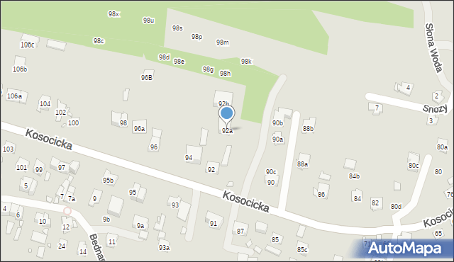 Kraków, Kosocicka, 92a, mapa Krakowa