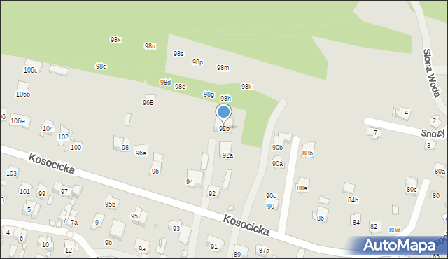 Kraków, Kosocicka, 92b, mapa Krakowa