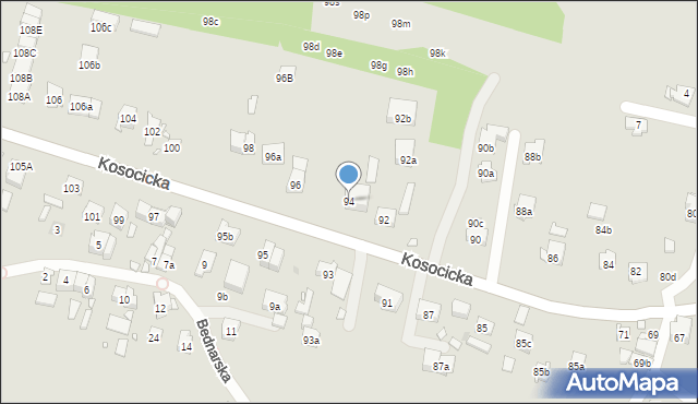 Kraków, Kosocicka, 94, mapa Krakowa