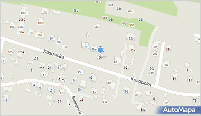 Kraków, Kosocicka, 96, mapa Krakowa