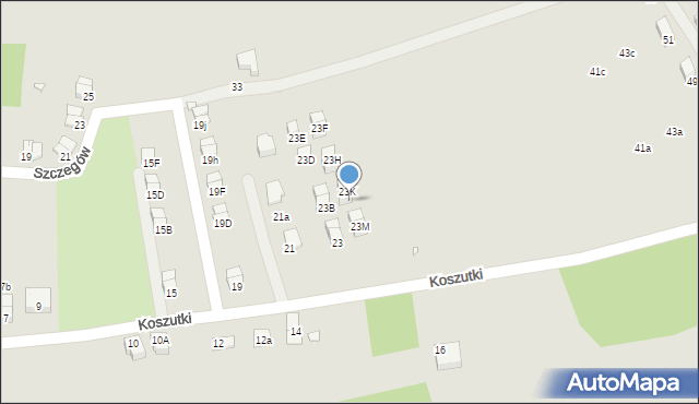 Kraków, Koszutki, 23L, mapa Krakowa