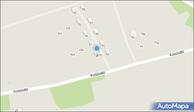 Kraków, Koszutki, 45, mapa Krakowa