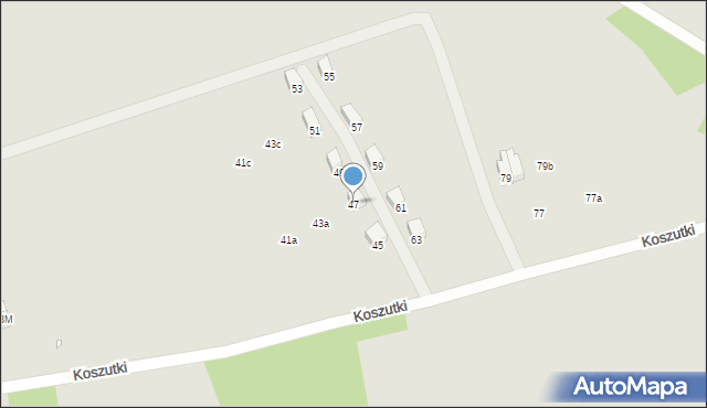 Kraków, Koszutki, 47, mapa Krakowa