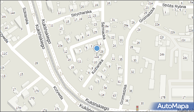 Kraków, Koźlarska, 12b, mapa Krakowa