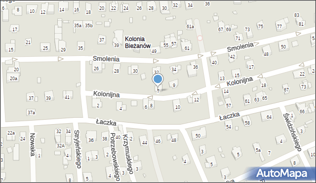 Kraków, Kolonijna, 7, mapa Krakowa