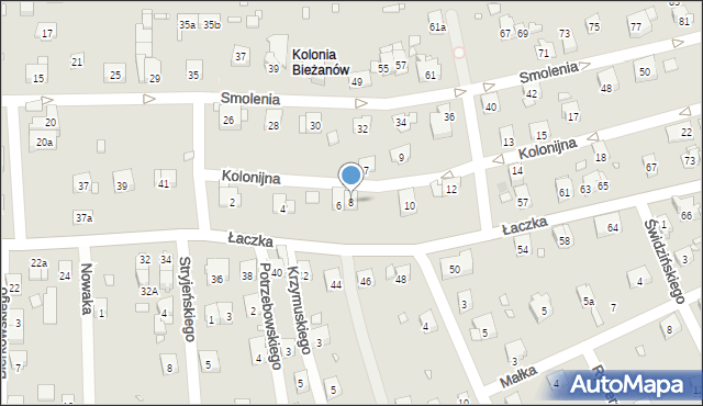 Kraków, Kolonijna, 8, mapa Krakowa