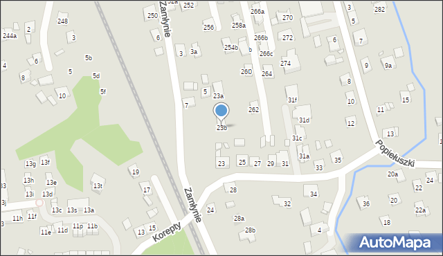 Kraków, Korepty Jana, 23b, mapa Krakowa