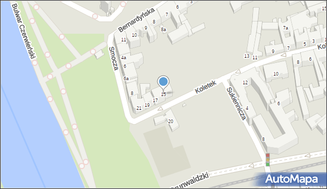 Kraków, Koletek, 15, mapa Krakowa