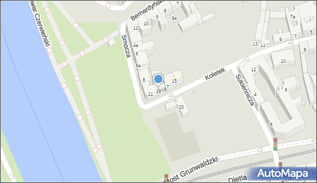 Kraków, Koletek, 19, mapa Krakowa