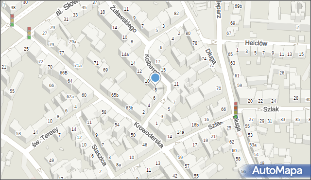 Kraków, Kolberga Oskara, 8, mapa Krakowa