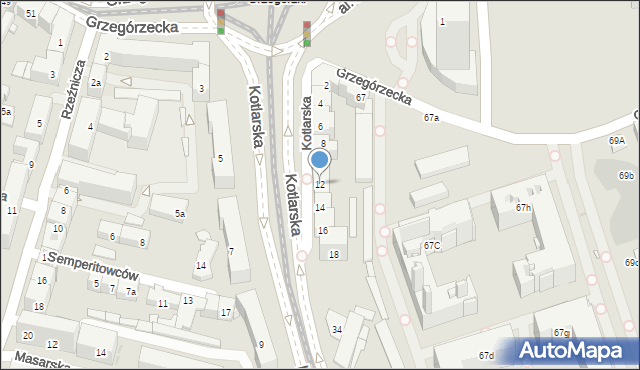 Kraków, Kotlarska, 12, mapa Krakowa