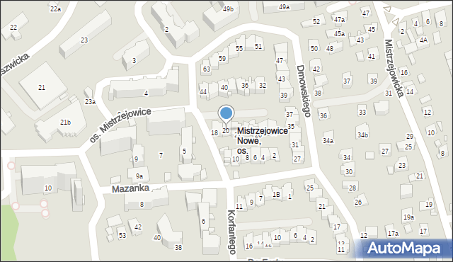 Kraków, Korfantego Wojciecha, 20, mapa Krakowa