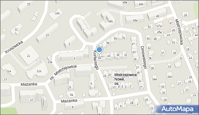 Kraków, Korfantego Wojciecha, 44, mapa Krakowa