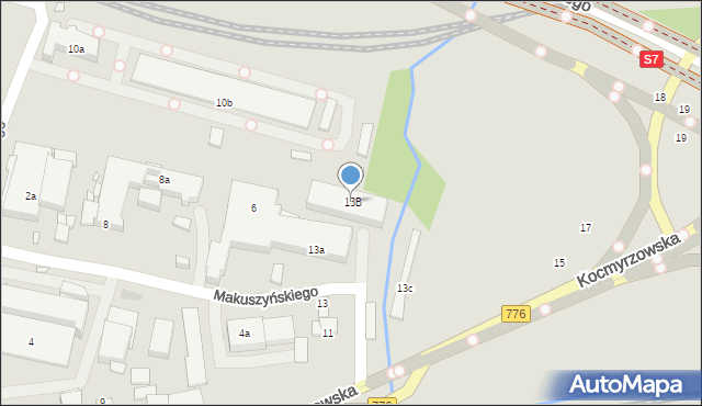 Kraków, Kocmyrzowska, 13B, mapa Krakowa