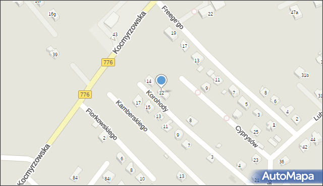 Kraków, Korohody Jerzego, 12, mapa Krakowa