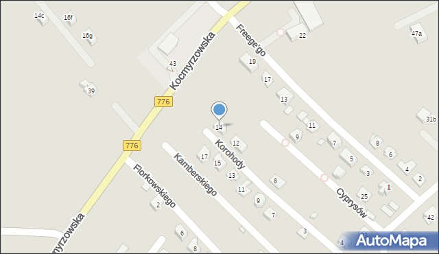 Kraków, Korohody Jerzego, 14, mapa Krakowa