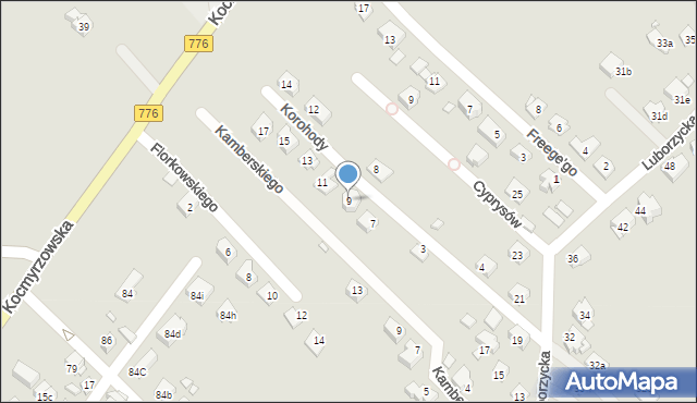 Kraków, Korohody Jerzego, 9, mapa Krakowa