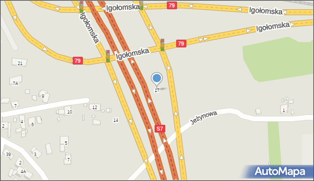 Kraków, Kopaniec, 17, mapa Krakowa