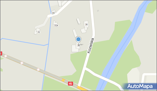 Krapkowice, Kozielska, 38, mapa Krapkowice