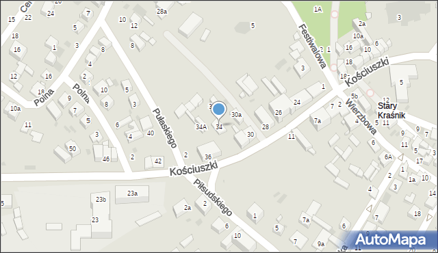 Kraśnik, Kościuszki Tadeusza, gen., 34, mapa Kraśnik