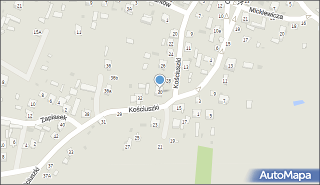 Krasnobród, Kościuszki Tadeusza, gen., 30, mapa Krasnobród