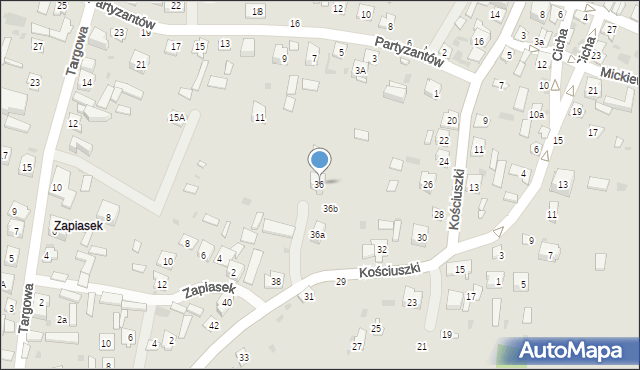 Krasnobród, Kościuszki Tadeusza, gen., 36, mapa Krasnobród