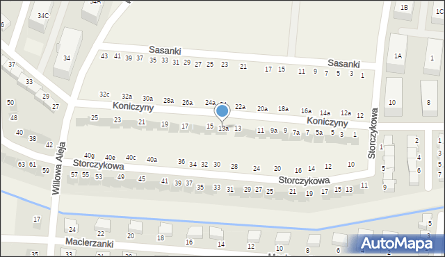 Kręczki, Koniczyny, 13a, mapa Kręczki