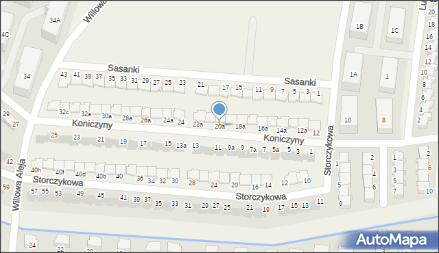 Kręczki, Koniczyny, 20a, mapa Kręczki