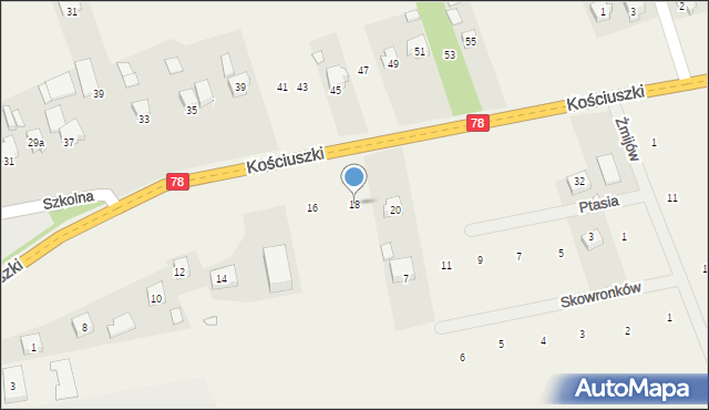 Kroczyce, Kościuszki Tadeusza, gen., 18, mapa Kroczyce