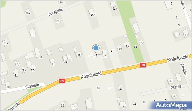 Kroczyce, Kościuszki Tadeusza, gen., 43, mapa Kroczyce