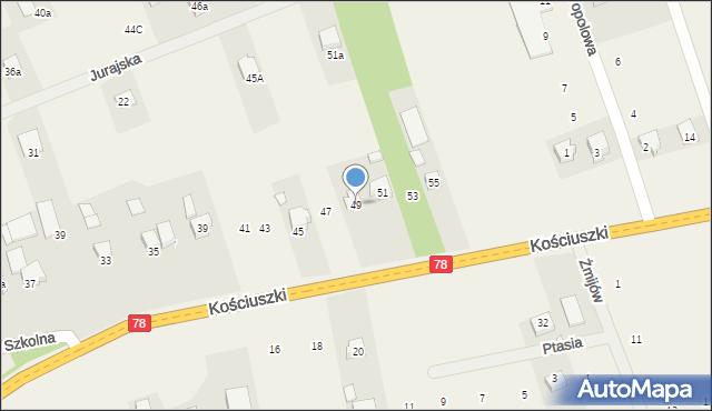 Kroczyce, Kościuszki Tadeusza, gen., 49, mapa Kroczyce