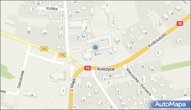 Kroczyce, Kościuszki Tadeusza, gen., 9, mapa Kroczyce