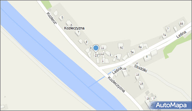 Krościenko nad Dunajcem, Kozłeczyzna, 13, mapa Krościenko nad Dunajcem